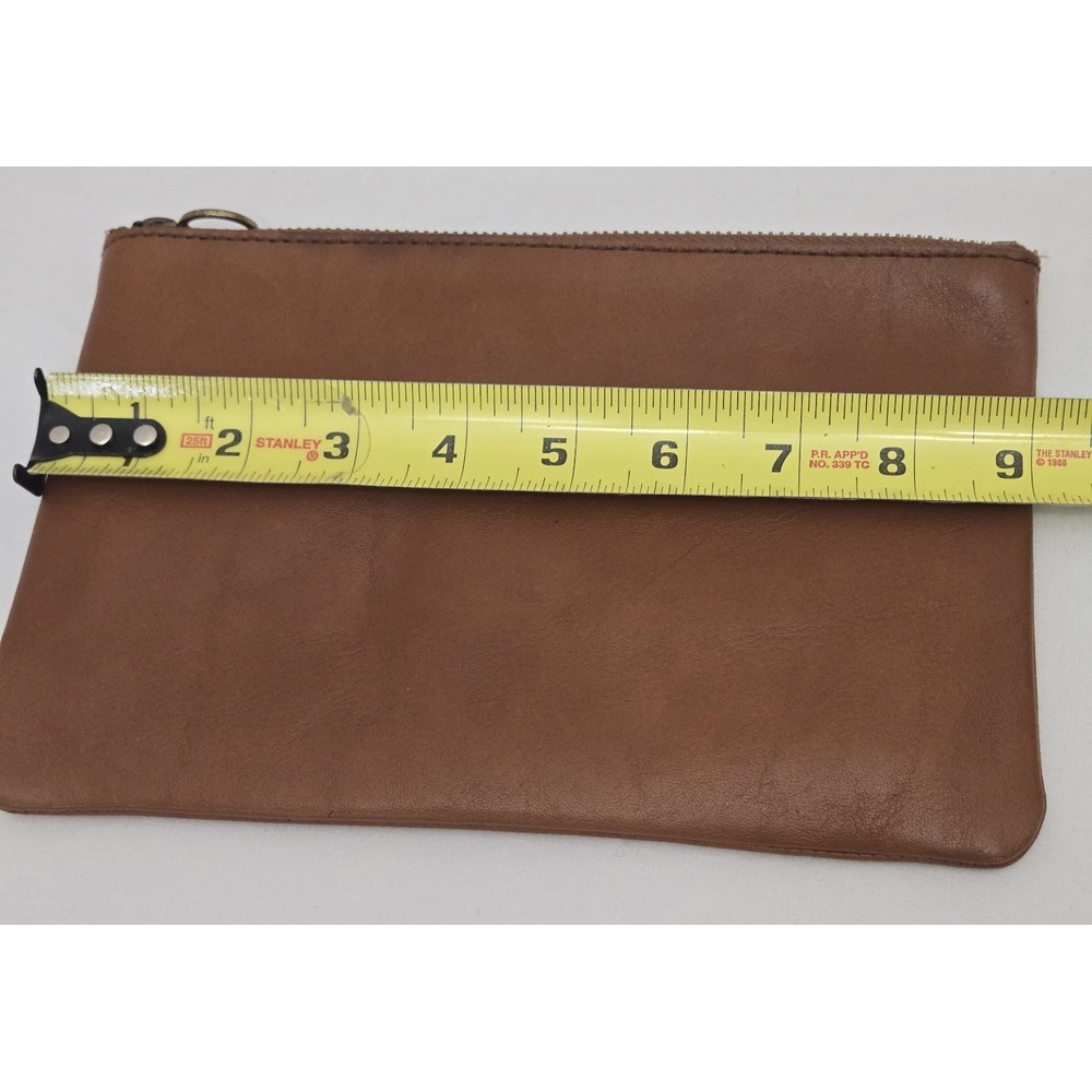 Madewell F6966 Leather Pouch Clutch English Saddle Brown Zip Wallet 9x6 - Picture 7 of 8